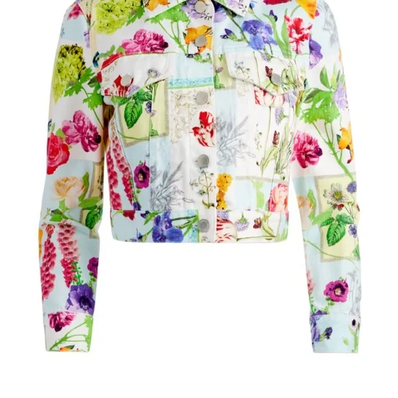 Alice and Olivia Chloe Boxy Cropped Denim Jacket - Picture 3 of 4